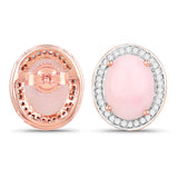 4.20 Carat Genuine Pink Opal and White Diamond 14K Rose Gold Earrings