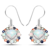 4.73 Carat Genuine Multi Stone .925 Sterling Silver Earrings