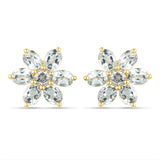 18K Yellow Gold Plated 2.52 Carat Genuine Blue Topaz .925 Sterling Silver Earrings