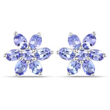 2.24 Carat Genuine Tanzanite .925 Sterling Silver Earrings