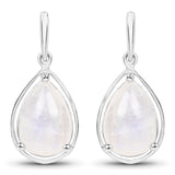 3.49 Carat Genuine White Rainbow Moonstone .925 Sterling Silver Earrings