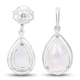 3.49 Carat Genuine White Rainbow Moonstone .925 Sterling Silver Earrings