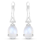 4.27 Carat Genuine White Rainbow Moonstone And White Topaz .925 Sterling Silver Earrings