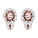 18K Rose Gold Plate 1.36 Carat Genuine Morganite Smoky Quartz & White Zircon .925 Silver Earring