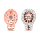18K Rose Gold Plate 1.36 Carat Genuine Morganite Smoky Quartz & White Zircon .925 Silver Earring