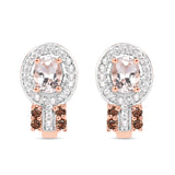 18K Rose Gold Plate 0.87 Carat Genuine Morganite Smoky Quartz & White Zircon .925 Silver Earring