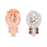 18K Rose Gold Plate 0.87 Carat Genuine Morganite Smoky Quartz & White Zircon .925 Silver Earring