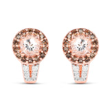18K Rose Gold Plate 1.42 Carat Genuine Morganite Smoky Quartz & White Zircon .925 Silver Earring