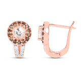 18K Rose Gold Plate 1.42 Carat Genuine Morganite Smoky Quartz & White Zircon .925 Silver Earring