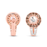 18K Rose Gold Plate 1.42 Carat Genuine Morganite Smoky Quartz & White Zircon .925 Silver Earring