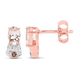 18K Rose Gold Plate 0.95 Carat Genuine Morganite Smoky Quartz & White Zircon .925 Silver Earring