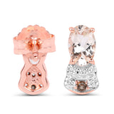 18K Rose Gold Plate 0.95 Carat Genuine Morganite Smoky Quartz & White Zircon .925 Silver Earring