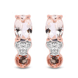 18K Rose Gold Plate 0.97 Carat Genuine Morganite Smoky Quartz & White Zircon .925 Silver Earring