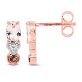 18K Rose Gold Plate 0.97 Carat Genuine Morganite Smoky Quartz & White Zircon .925 Silver Earring