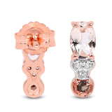 18K Rose Gold Plate 0.97 Carat Genuine Morganite Smoky Quartz & White Zircon .925 Silver Earring