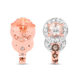 18K Rose Gold Plate 0.84 Carat Genuine Morganite Smoky Quartz & White Zircon .925 Silver Earring