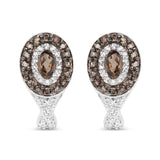 1.11 Carat Genuine Smoky Quartz and White Topaz .925 Sterling Silver Earrings