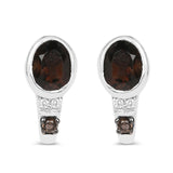 0.67 Carat Genuine Smoky Quartz and White Topaz .925 Sterling Silver Earrings