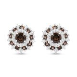 1.29 Carat Genuine Smoky Quartz and White Topaz .925 Sterling Silver Earrings