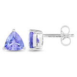 1.18 carat Genuine Tanzanite .925 Sterling Silver Earrings