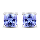 1.62 Carat Genuine Tanzanite 14K White Gold Earrings