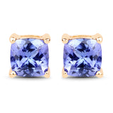 1.62 Carat Genuine Tanzanite 14K Yellow Gold Earrings