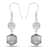 10.74 Carat Genuine Labradorite .925 Sterling Silver Earrings