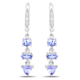 2.07 Carat Genuine Tanzanite and White Topaz .925 Sterling Silver Earrings