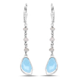 5.53 Carat Genuine Aquamarine and Labradorite .925 Sterling Silver Earrings