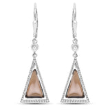2.88 Carat Genuine Smoky Quartz and White Topaz .925 Sterling Silver Earrings
