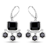 10.44 Carat Genuine Black Onyx .925 Sterling Silver Earrings