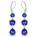 10.98 Carat Genuine Lapis .925 Sterling Silver Earrings
