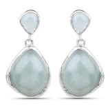 10.17 Carat Genuine Aquamarine .925 Sterling Silver Earrings