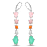 8.78 Carat Genuine Multi Stone .925 Sterling Silver Earrings