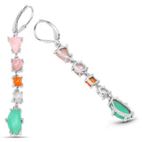 8.78 Carat Genuine Multi Stone .925 Sterling Silver Earrings