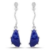 3.75 Carat Genuine Blue Aventurine and White Topaz .925 Sterling Silver Earrings
