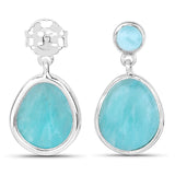 6.39 Carat Genuine Amazonite .925 Sterling Silver Earrings