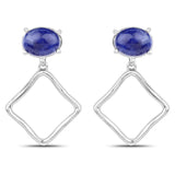 1.89 Carat Genuine Blue Aventurine .925 Sterling Silver Earrings