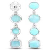 3.91 Carat Genuine Turquoise and Amazonite .925 Sterling Silver Earrings