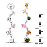 1.96 Carat Genuine Multi Tourmaline .925 Sterling Silver Earrings