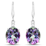 8.40 Carat Genuine Rainbow Quartz and White Zircon .925 Sterling Silver Earrings