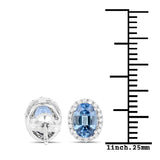 2.16 ct Genuine Blue Sapphire and White Diamond 14K White Gold Earrings