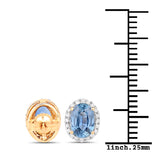 2.16 carat Blue Sapphire and White Diamond 14K Yellow Gold Earrings