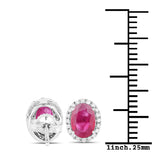 2.06 ct Genuine Ruby and White Diamond 14K White Gold Earrings
