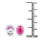 2.06 carat Genuine Ruby and White Diamond 14K White Gold Earrings