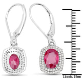 2.26 ct. Genuine Ruby and White Diamond 14K White Gold Earrings