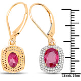 2.26 ct. Genuine Ruby and White Diamond 14K Yellow Gold Earrings