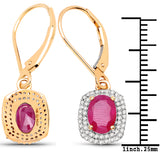 2.26 ct. Genuine Ruby and White Diamond 14K Yellow Gold Earrings