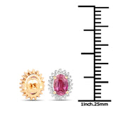 1.16 Carat Genuine Ruby and White Diamond 18K Yellow Gold Earrings