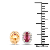 1.23 Carat Genuine Ruby and White Diamond 18K Yellow Gold Earrings